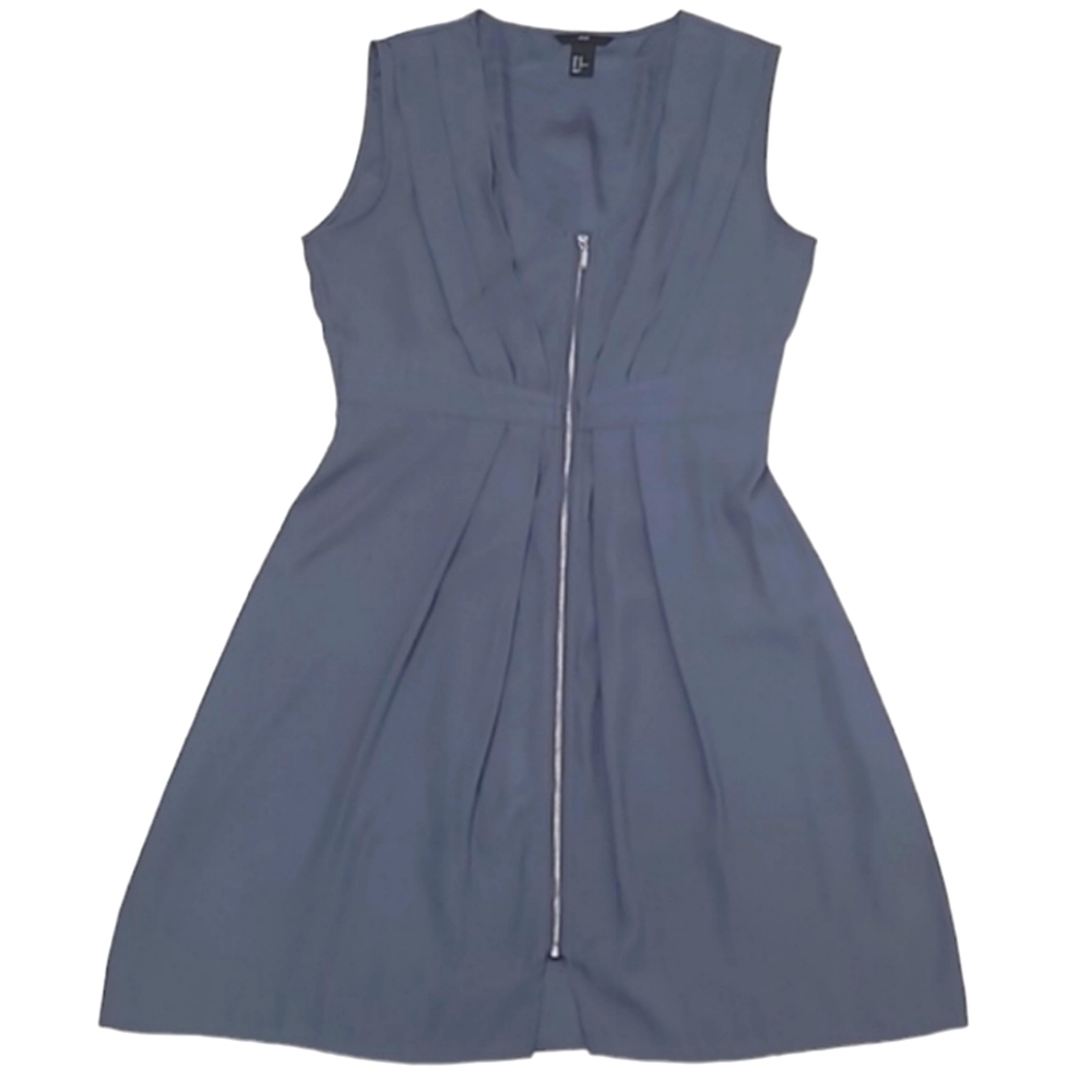H&M Sleeveless A-Line Dress Knee-Length V-Neck Pleats Cocktail Evening Summer 12